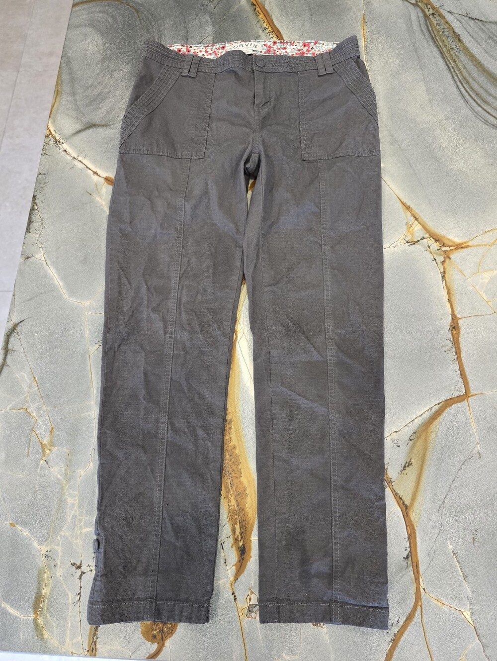 Orvis Women’s Size 4 Gray Utility Hiking Crop Pants Stretch Lightweight Cargo